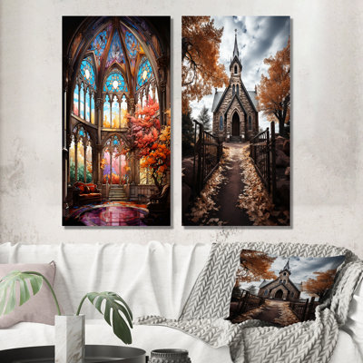 «Vitrail d'église», 2 pièces sur toile