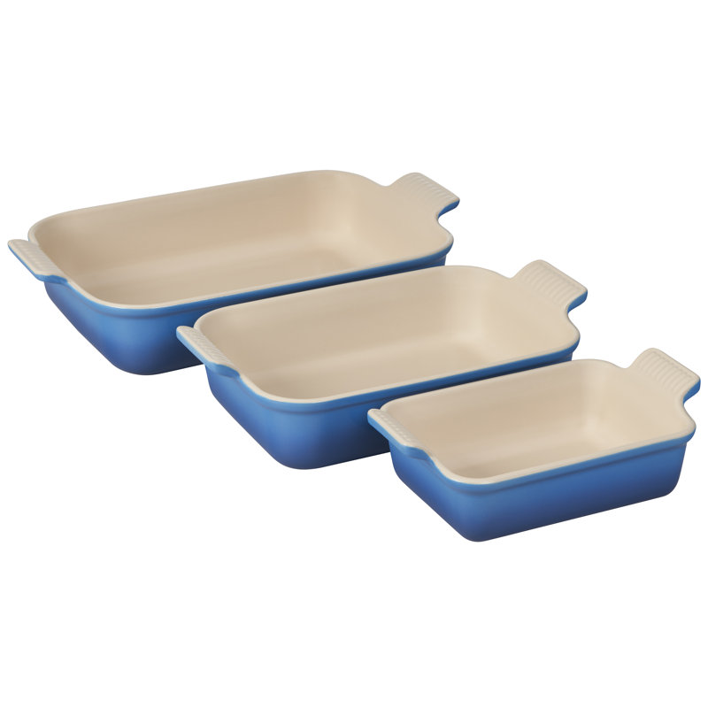 Le Creuset Stoneware 3 Piece Baking Dishes, Blue