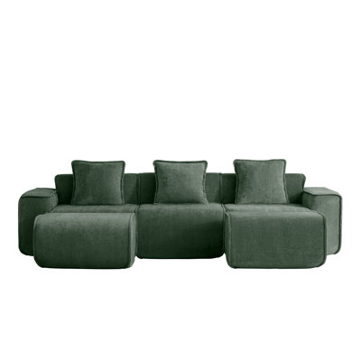 Luxury Velvet Green Sectionals, Modern U-shaped Sofa For Home