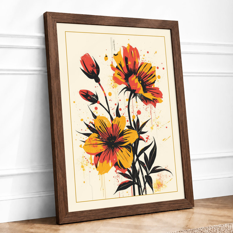 Vibrant Dahlia Study Botanical - Framed Print, A1 - 84.1 x 59.4 cm, Walnut