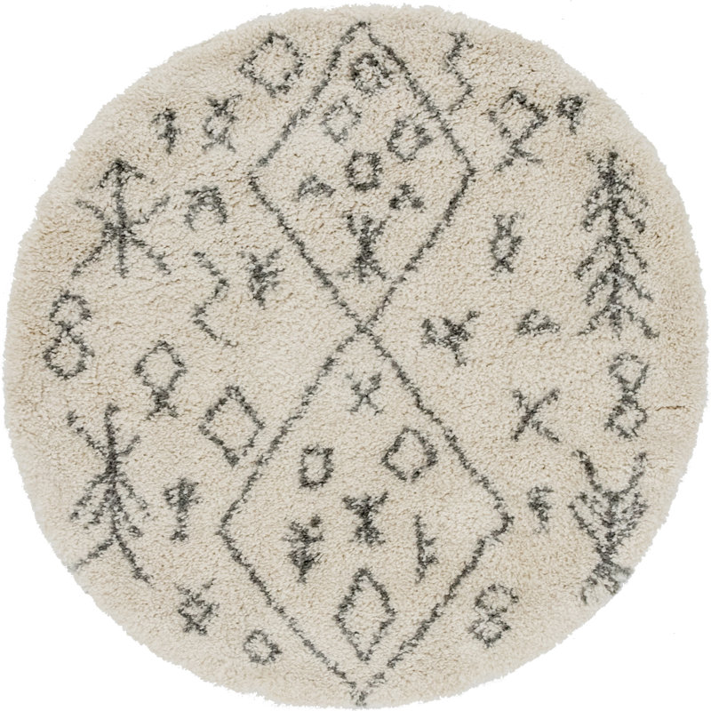 Jonnye Southwestern Area Rug, Round 8', Cream