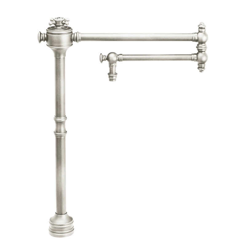 Traditional Counter Mounted Potfiller - Cross Handle, Satin Chrome