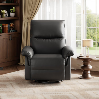 Manual Recliner Chair, Swivel Nursery Rocking Recliner, PU Leather Sofa Chair