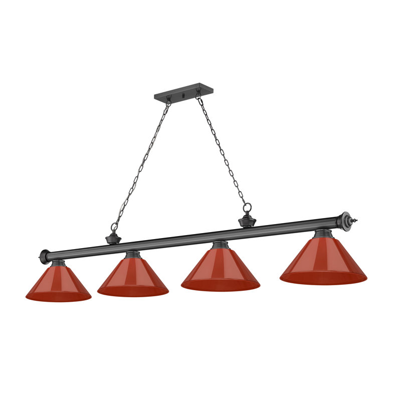 Billard 4 lumières Annaleisa, Rouge, Bronze plaqué