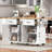 Kitchen Island With Drop Leaf, Power Outlet, Embossed Vertical Stripe Rolling Kitchen Cart On Wheels With 4 Doors , 5 Deep Drawers And Adjustable Shelves, For Kitchen, Dining Room