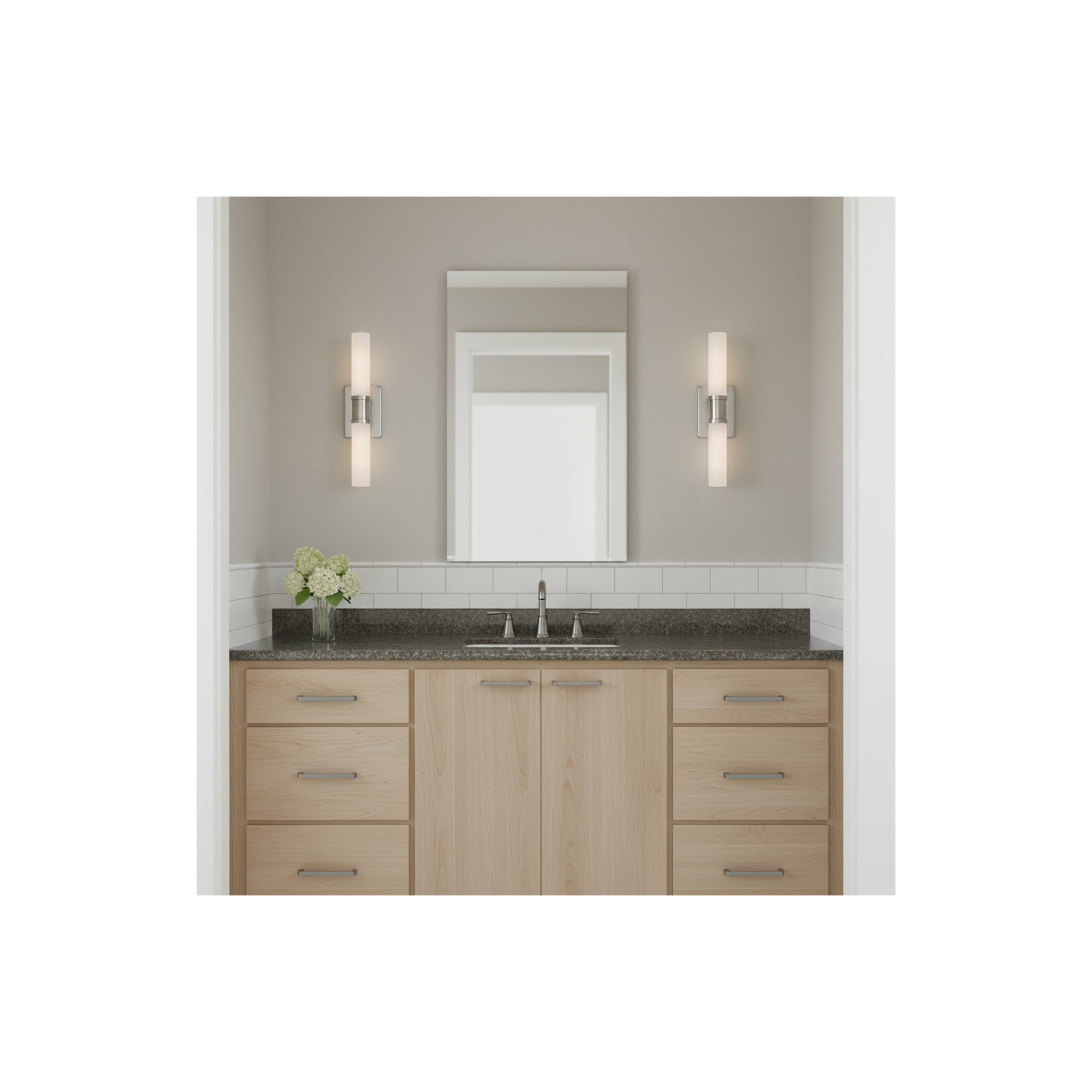 Evelien 2-Light Dimmable Metal Vanity Light, Brushed Nickel, 60 W, 20" H x 5" W x 3.63" D