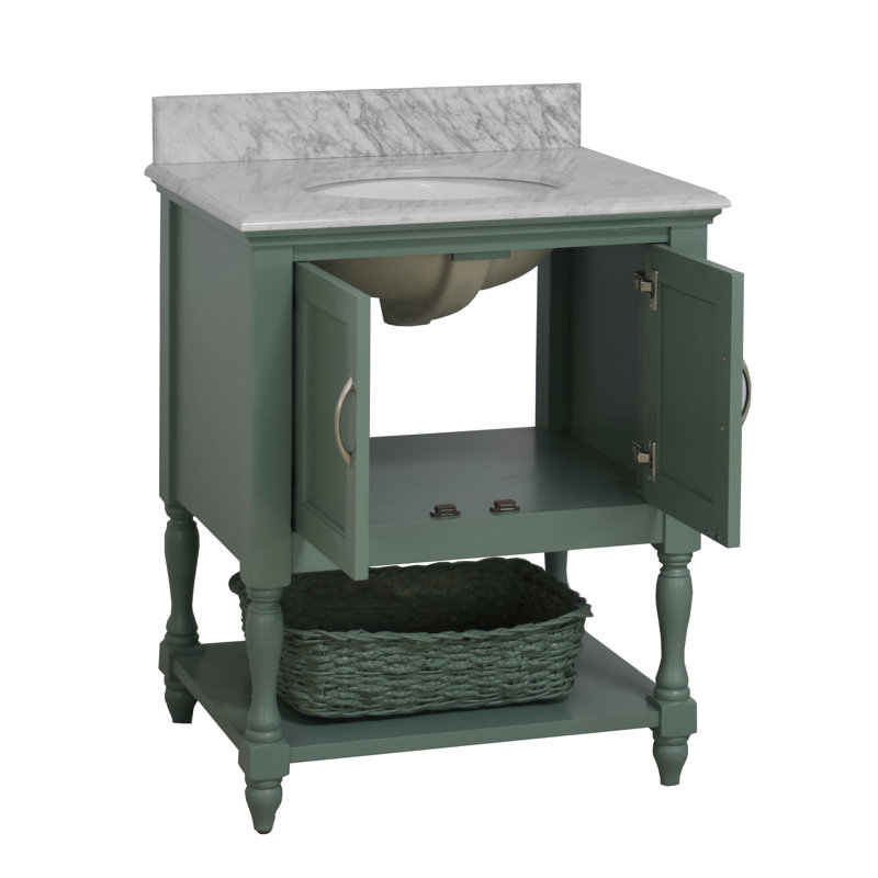 Ensemble de meuble-lavabo simple 30 po Hampton, Marbre de Carrare, Vert sauge