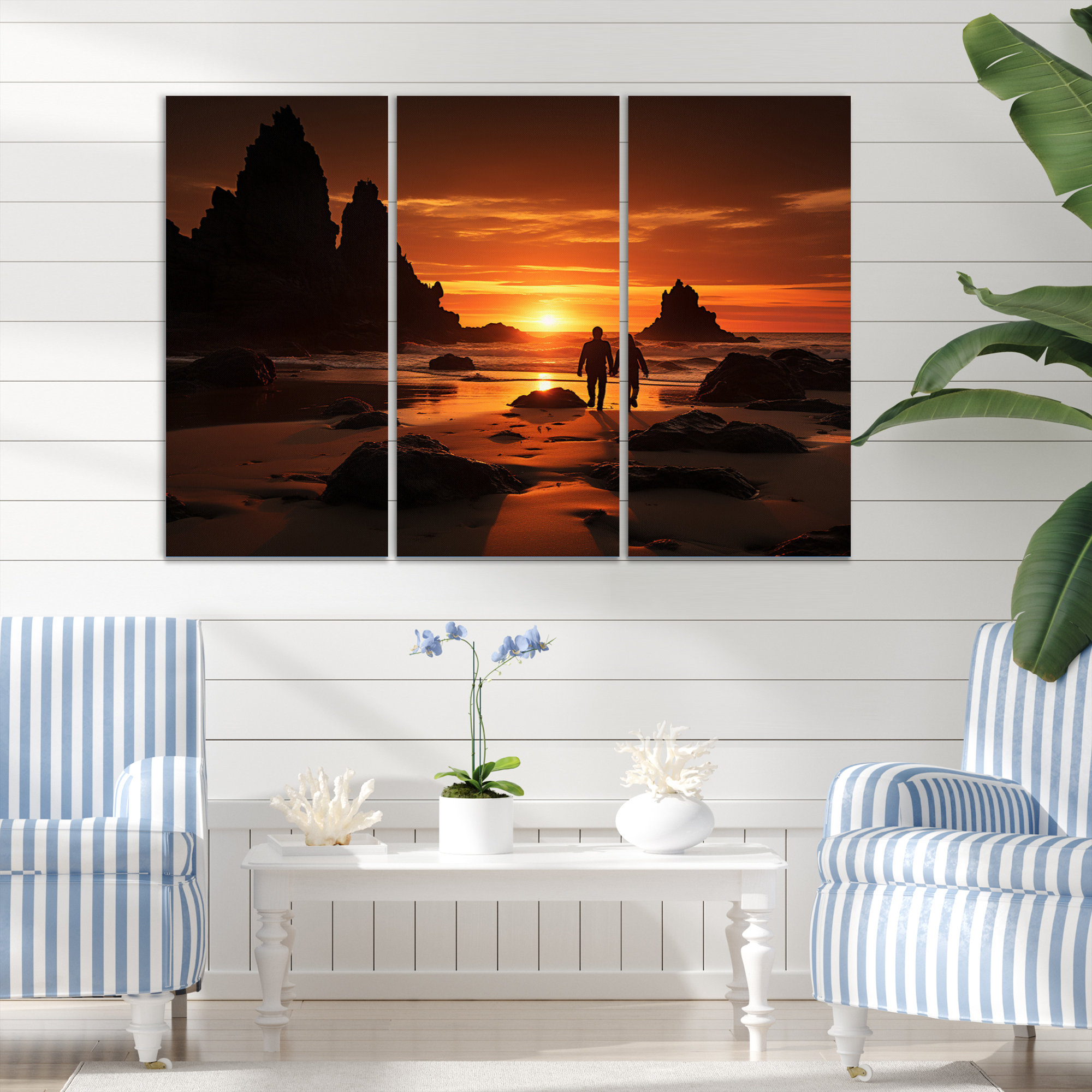 Highland Dunes Beach Silhouettes Sunset III On Canvas 3 Pieces Print ...