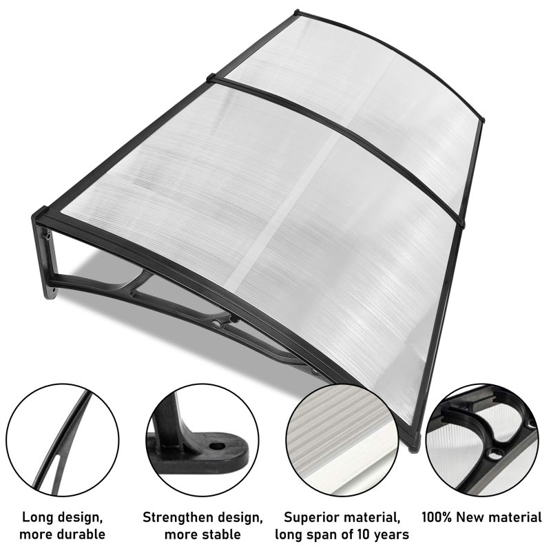 Dakota Fields 190 cm W x 100 cm D Retractable Door / Window Awning, Black