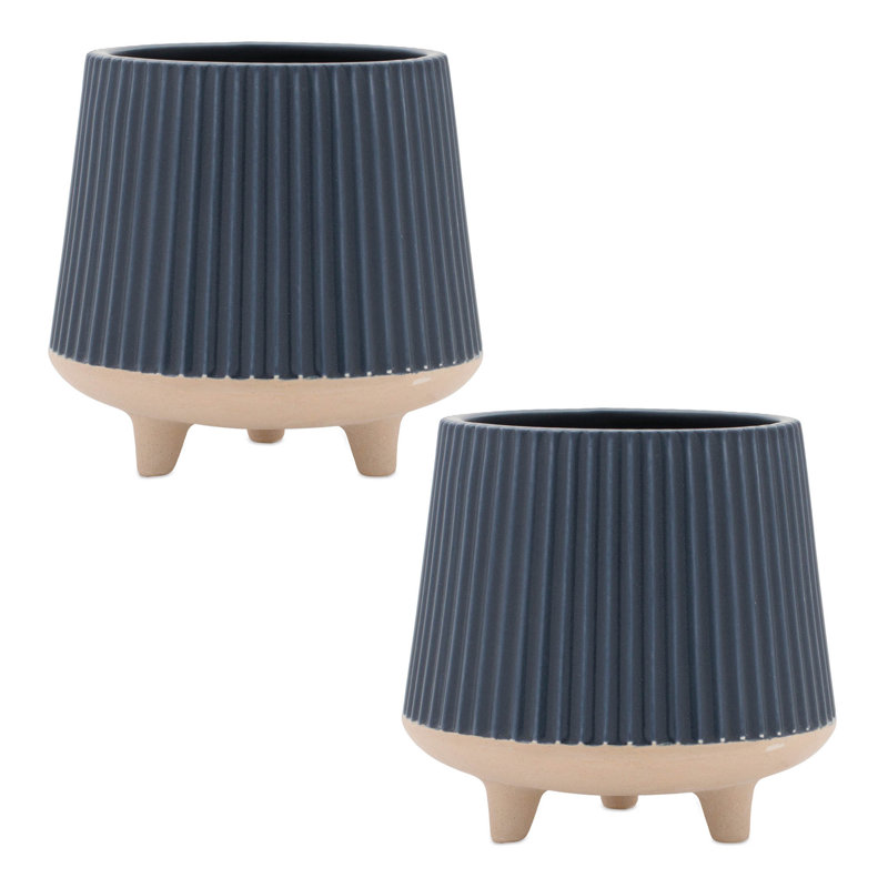 Ceramic Ribbed Footed Planter