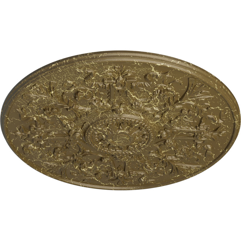 Médaillon de plafond Endurathane Versailles, DO 33 po x P 1 3/4 po (convient aux auvents jusqu'à 3 1/4 po), fini craquelé de boue du Mississippi peint à la main