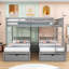 Lit superposé triple à 3 tiroirs en bois avec lit simple et simple, bureau, garde-corps et échelle-1851800884
