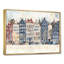 Maisons des canaux d'Amsterdam - Tableau encadré sur toile représentant un paysage urbain bleu marine-1927250028-1927250007