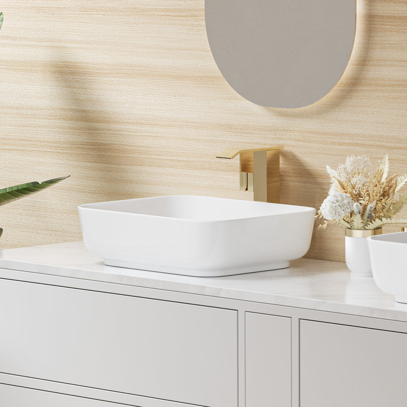 Lavabo de salle de bain vasque rectangulaire en porcelaine vitrifiée blanche L 20 po x l 15 po Salerno