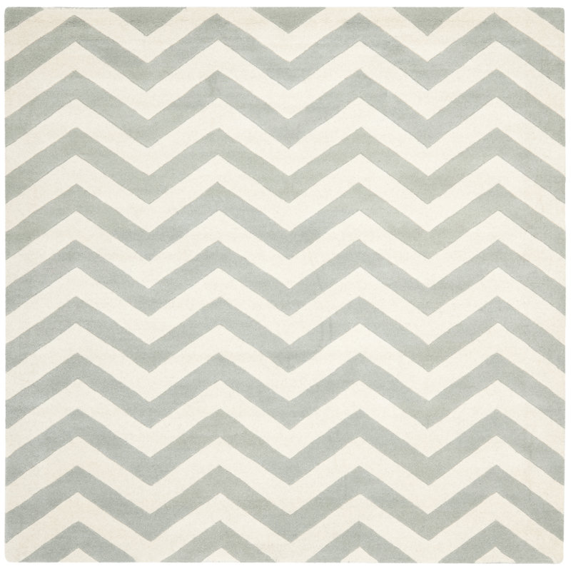Teresita Hand Tufted Wool Chevron Rug, Square 5'