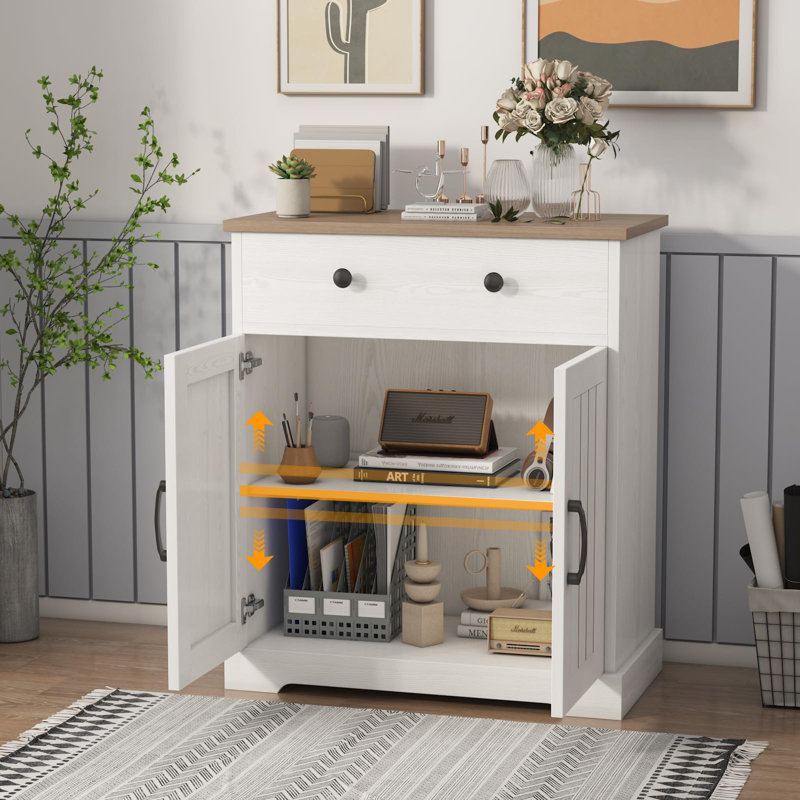 Armoire de plancher de 29 po de largeur, armoire de cuisine moderne avec rangement, tiroirs, 2 portes, buffet de café pour le salon, la salle à manger et la salle de bain
