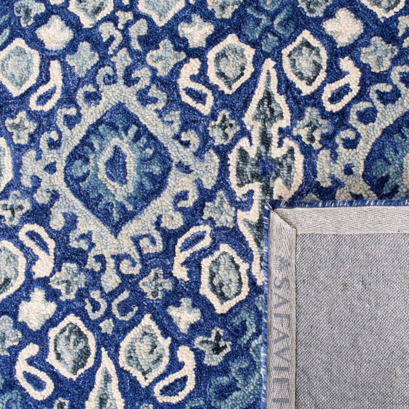 Tapis bleu marine en laine touffeté à la main Vahakn, Rectangle 3 pi x 5 pi