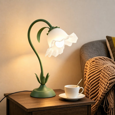 Lampe de table à fleurs pour chambre à coucher, lampe de lecture à fleurs 3 couleurs, lampes de chevet mignonnes Lily