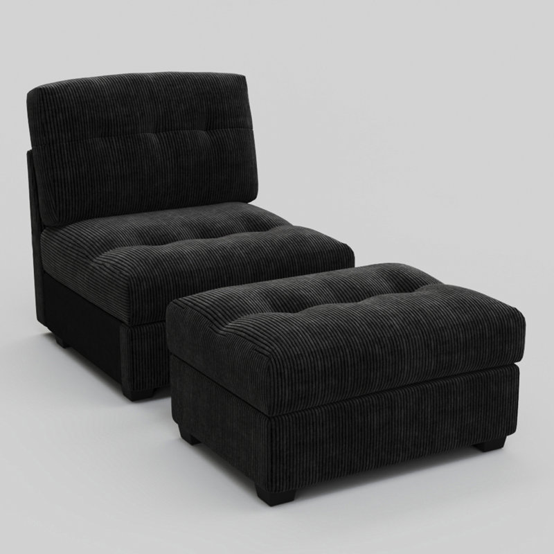 Fauteuil et repose-pieds Bekey Sieber, Noir