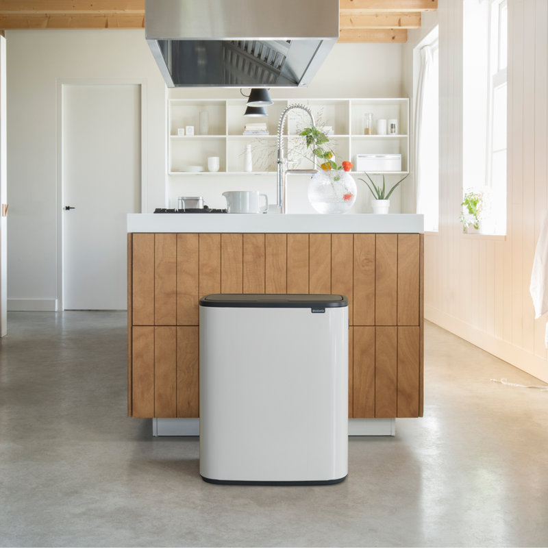 Bo Touch Bin, 60 litre, with 1 inner Plastic Bucket, White