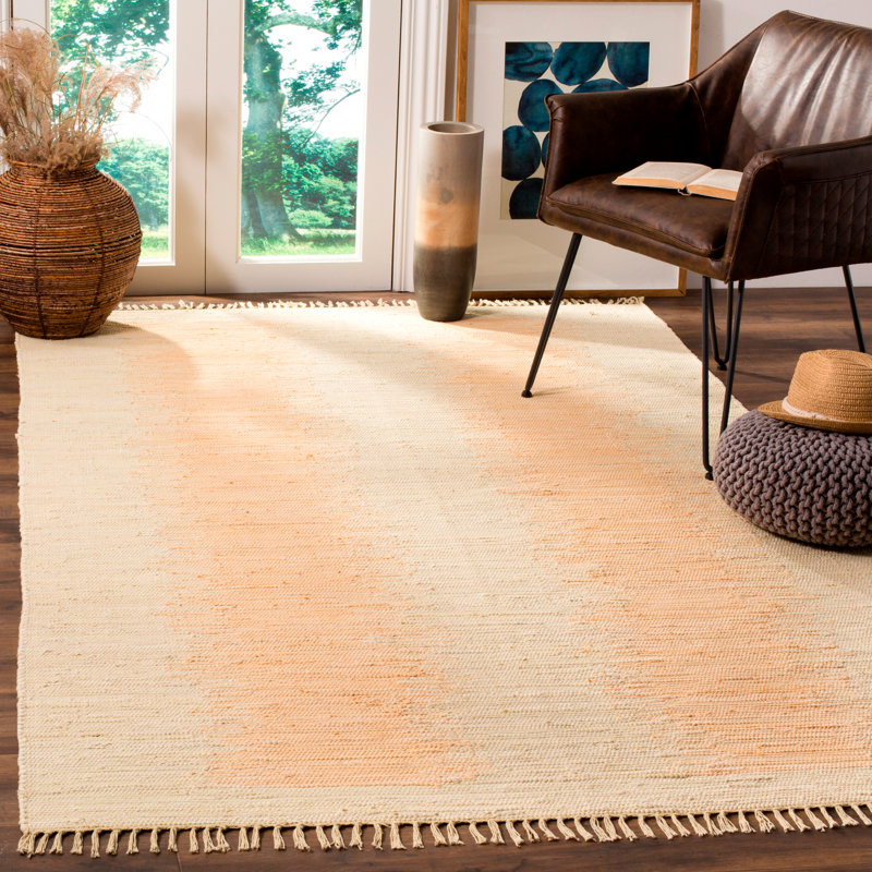 Tapis ivoire en coton tissé à plat à la main Cayman, Rectangle 8 pi x 10 pi