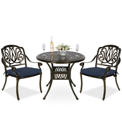 Ensemble bistro rond avec coussins 35,4 po