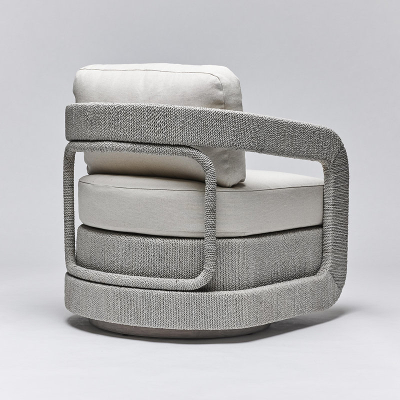 Harbour Swivel Armchair, Gray Ceruse, Moss Tweed