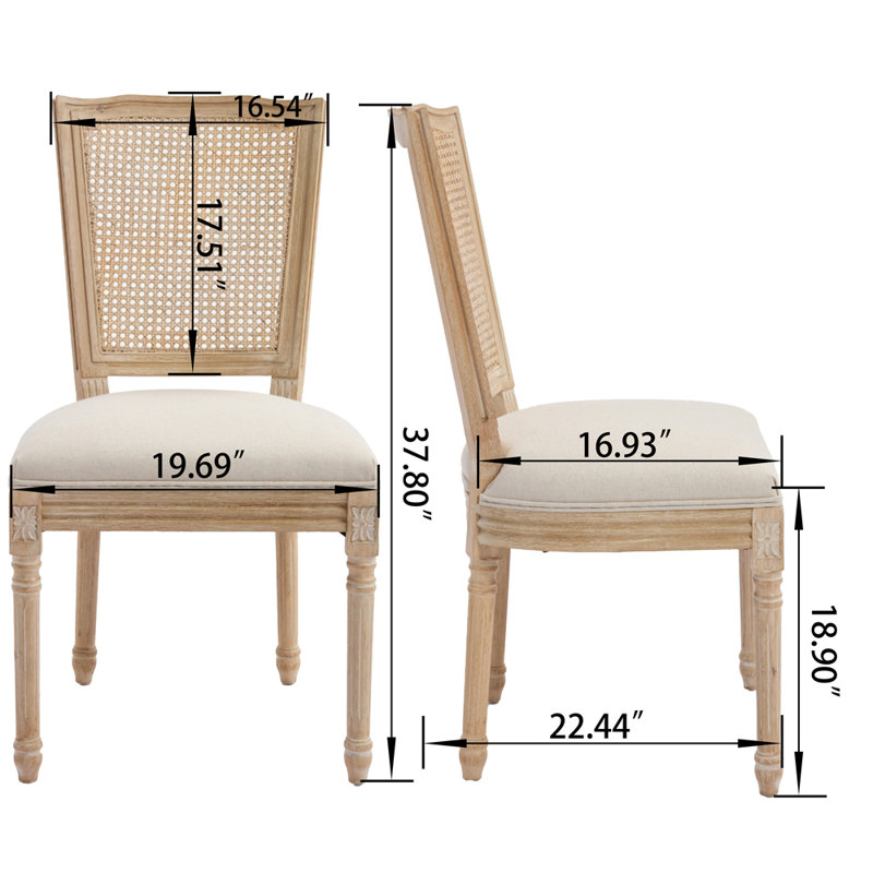 Ensemble de 2 chaises de salle à manger de style campagnard français