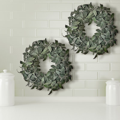 16" Polyester Flocked Salvia Wreath