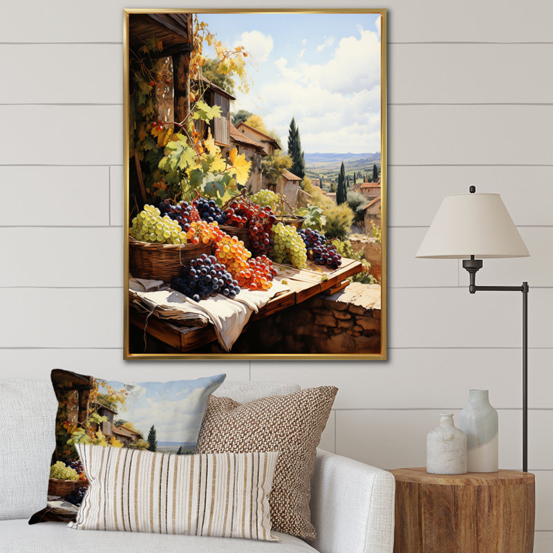 Vineyard Harvest Symphony II, reproduction d'art sur toile, H 32 po x l 24 po x P 1 po, Cadre flottant doré
