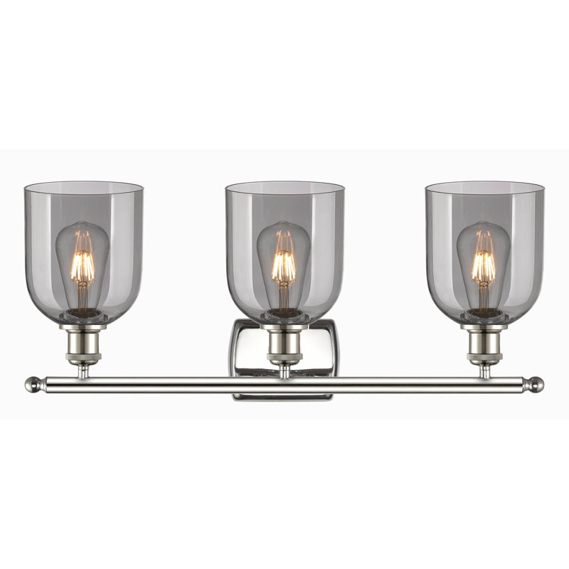 Meuble-lavabo à 3 lumières 26 po Ballston Anacaren, Gris fumée clair, Nickel poli