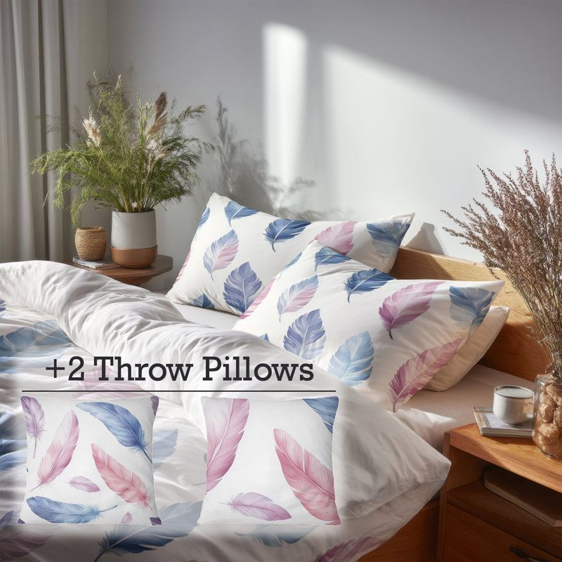 Ensemble de housse de couette pour enfants avec housse de couette et coussin décoratif Kids Feathers Bed, Grand lit