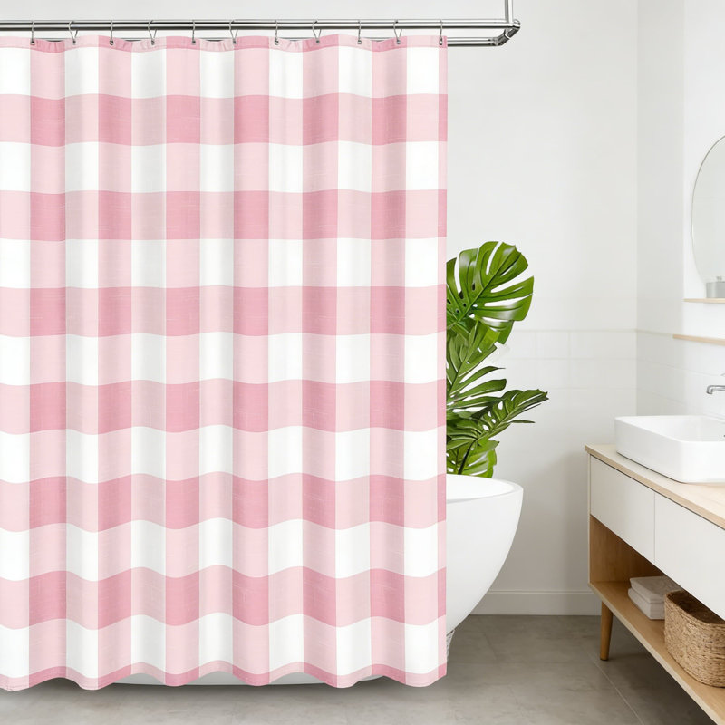 Ensemble de rideau de douche Classic Gingham, Rose