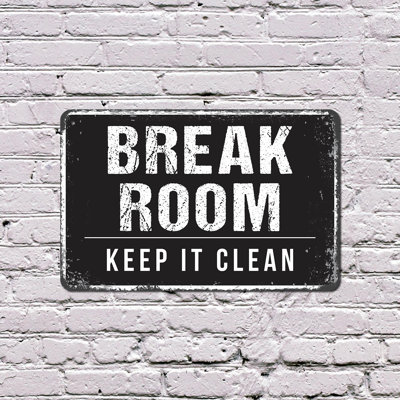 Custom Employee Break Room 10 Inch x 14 Inch Plastic Sign