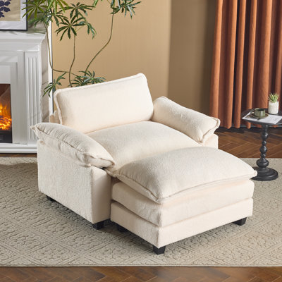 Fauteuil d'appoint à coussins doubles l 51,9 po avec repose-pieds