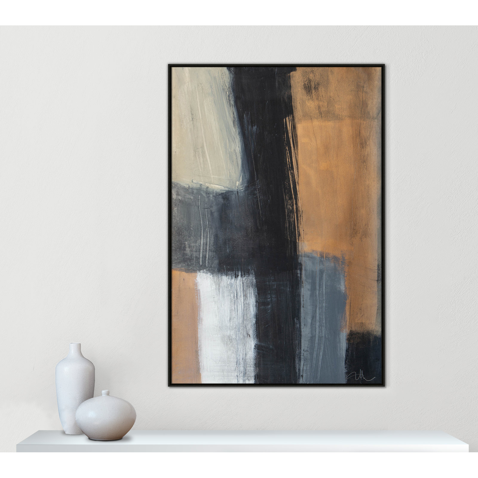 Calderon "Metallic Slate II" Print, 61.5" H x 41.5" W x 2" D, Espresso Floater Framed, No Mat