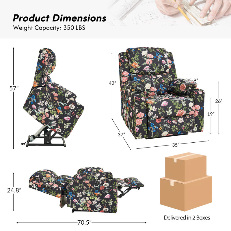 Fauteuil inclinable électrique avec massage Caroleann, Mélange de polyester noir