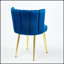 Ensemble de 2 chaises ergonomiques en velours avec pieds en fer doré et dossier confortable pour les intérieurs modernes-265274397