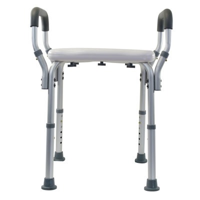 Essential Medical Supply Height Adjustable Shower and Bath Bench with Padded Arms and Textured Shower Chair Seat