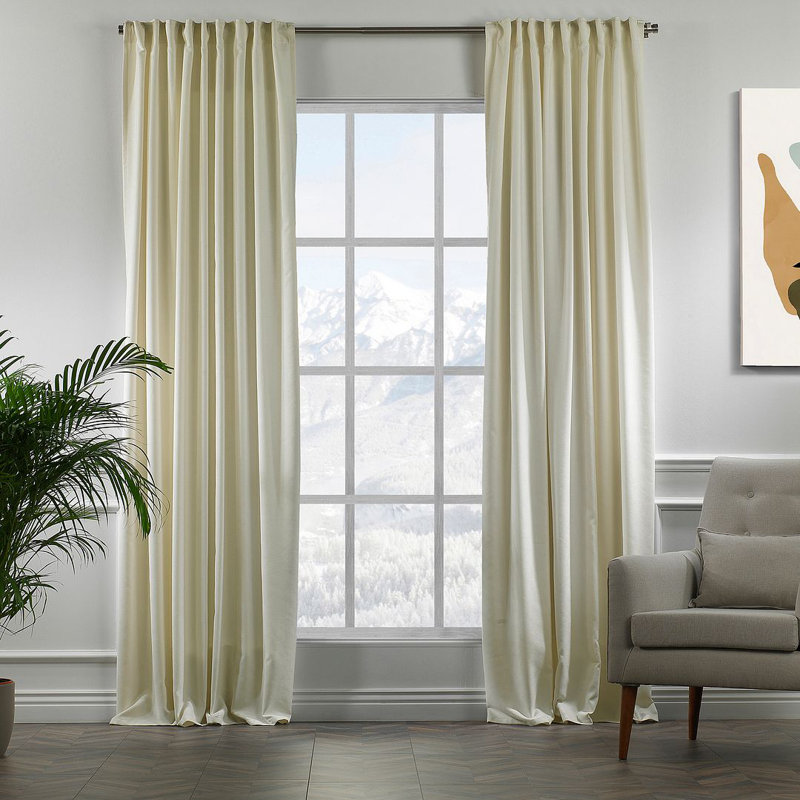 Paire de rideaux obscurcissant avec pattes de couleur unie, L 52 po x L 63 po, Écru / crème