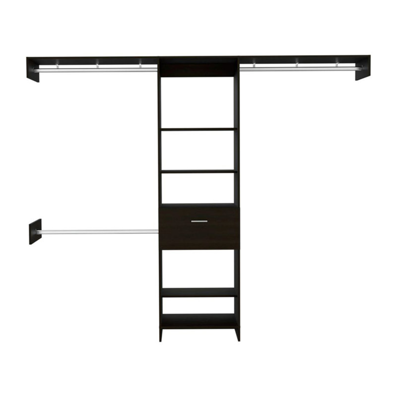250 système de garde-robe britannique, chambre à coucher, H 82,9 po x l 98,4 po x P 16,3 po, Noir