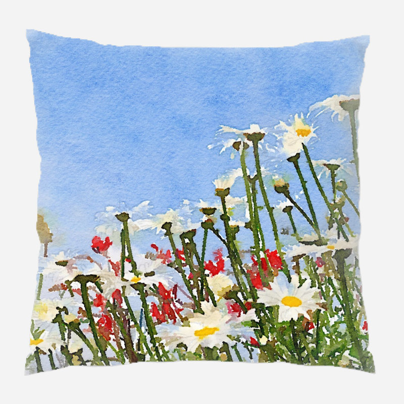 Coussin décoratif fleurs Ebeling, Microsuède, Intérieur