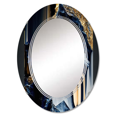Pety Abstract Geode Geometric Blue IV - Modern Geometric Wall Mirror