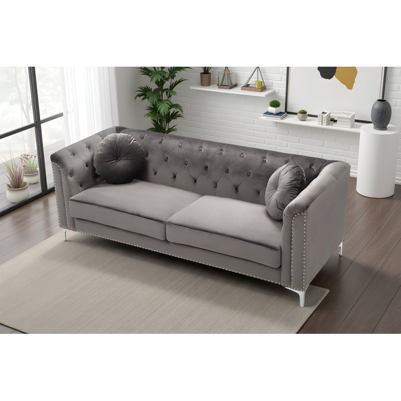 Colmar Velvet Sofa, Dark Gray