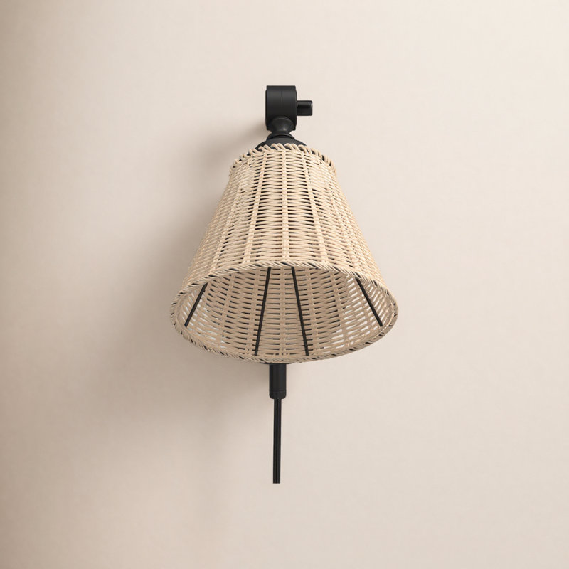 Barrows Iron Plug-in Armed Sconce, Black