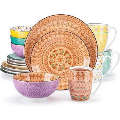 16 Piece Porcelain China Dinnerware Set - Service for 4