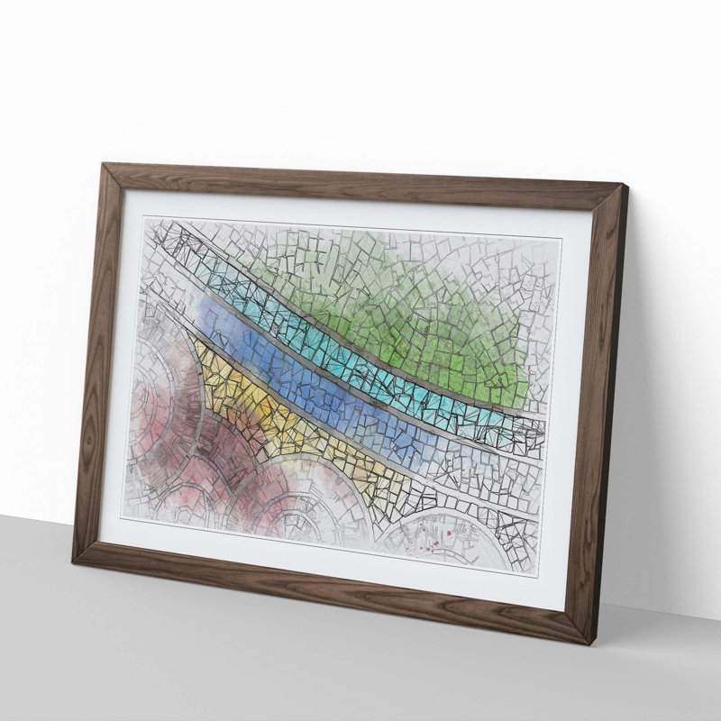 Mosaic Art in Abstract - Picture Frame Graphic Art Print, 62cm H x 87cm W x 2cm D, Walnut Framed