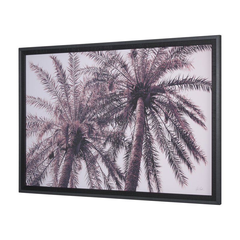 «Tuley Palms Horizontal» par Deborah Revell, reproduction d'art encadrée sous verre, Palmiers roses horizontaux