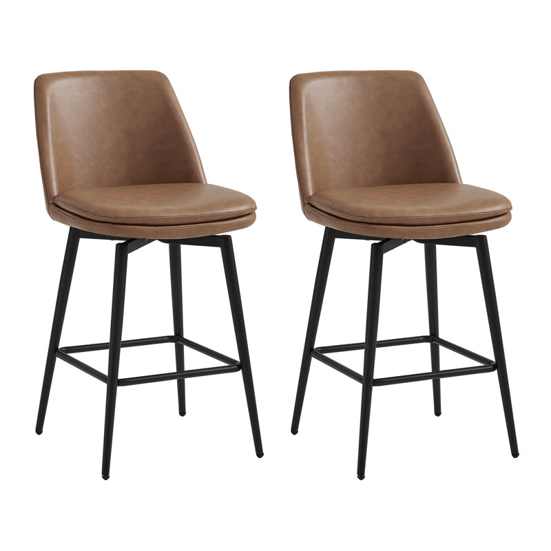 Betzalel Swivel Stool, Saddle Brown, Counter Stool (27" Seat Height)