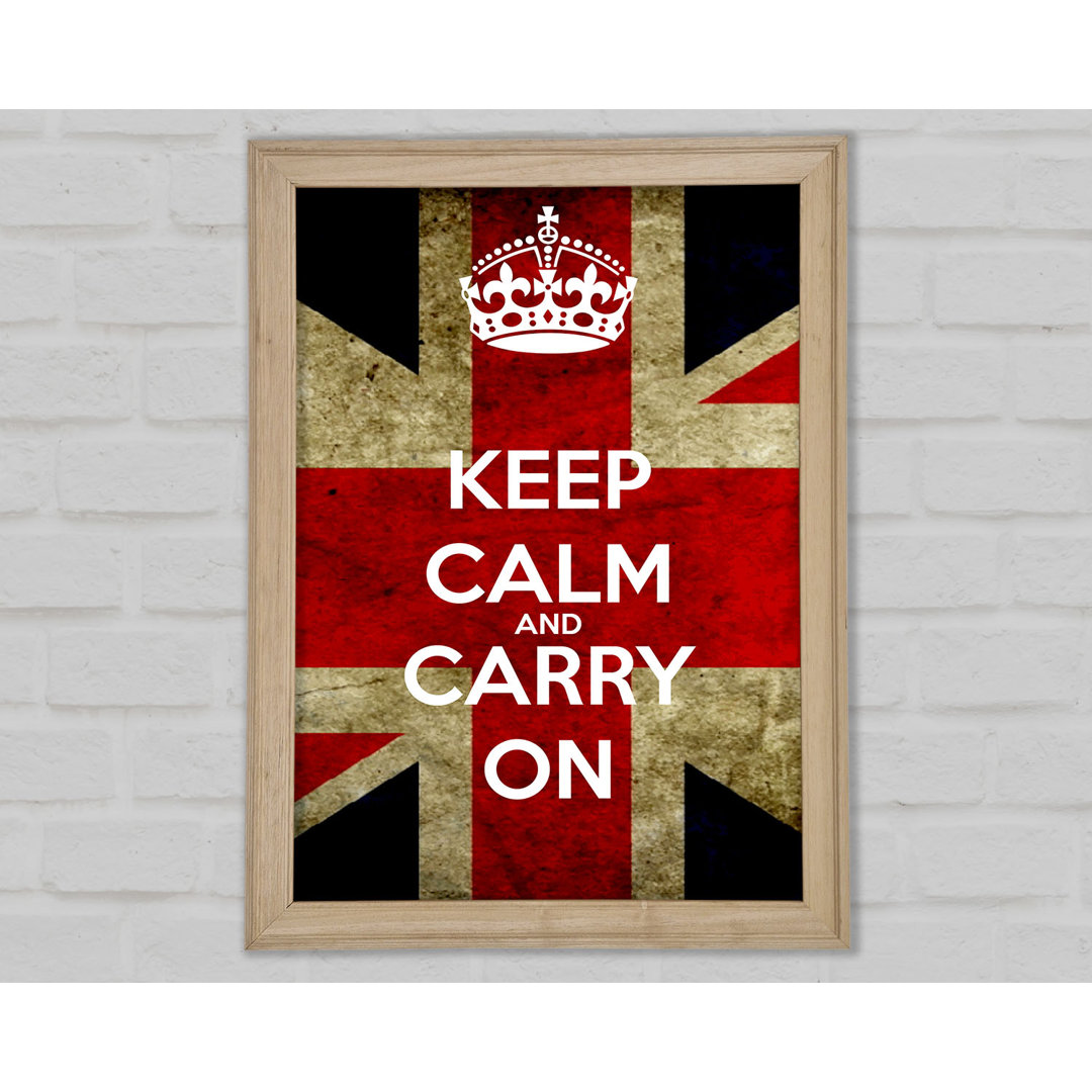 Keep Calm And Carry On Flag Gerahmter Druck